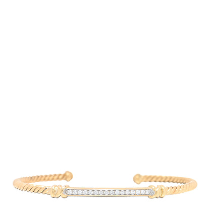 David Yurman 18K Yellow Gold Diamond Petite Two Station Wrap Bracele 1 of 3