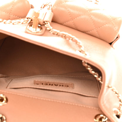 Chanel Shiny Caviar Quilted Medium Duma Pockets Drawstring Backpack Dark Beige 5 of 10