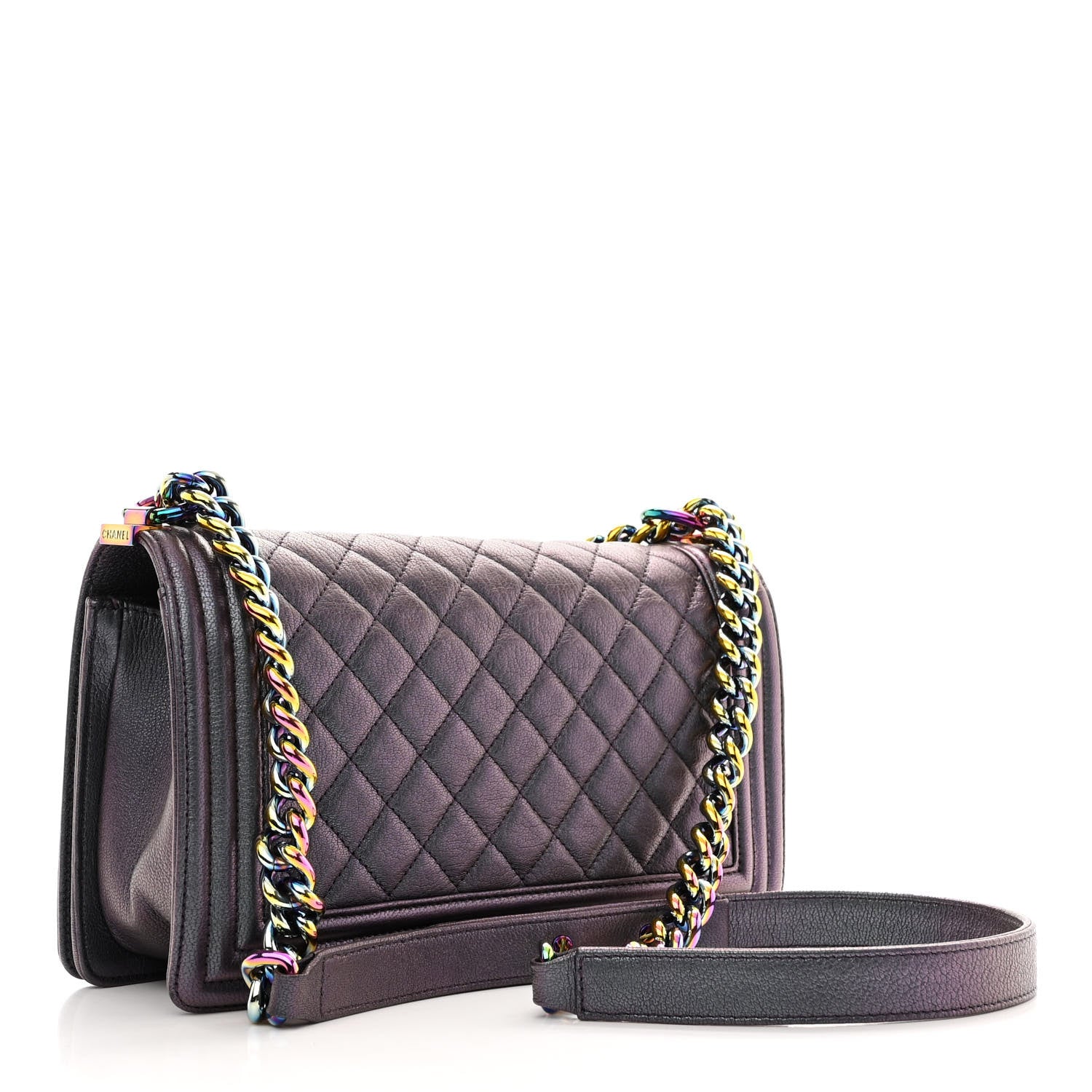 Chanel Iridescent Goatskin Quilted Medium Boy Flap Purple 3 of 10