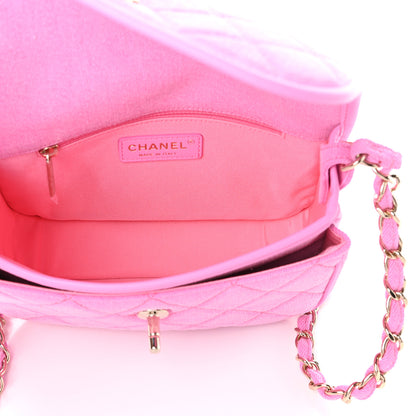 Chanel Denim Quilted Small Messenger Flap Neon Pink 5 of 10