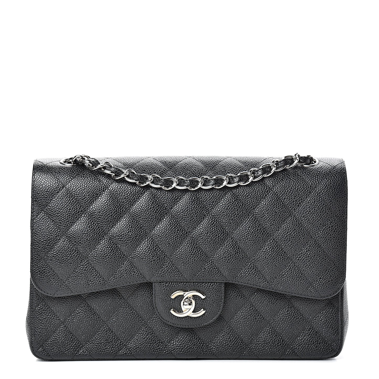 Caviar Quilted Jumbo Double Flap Black