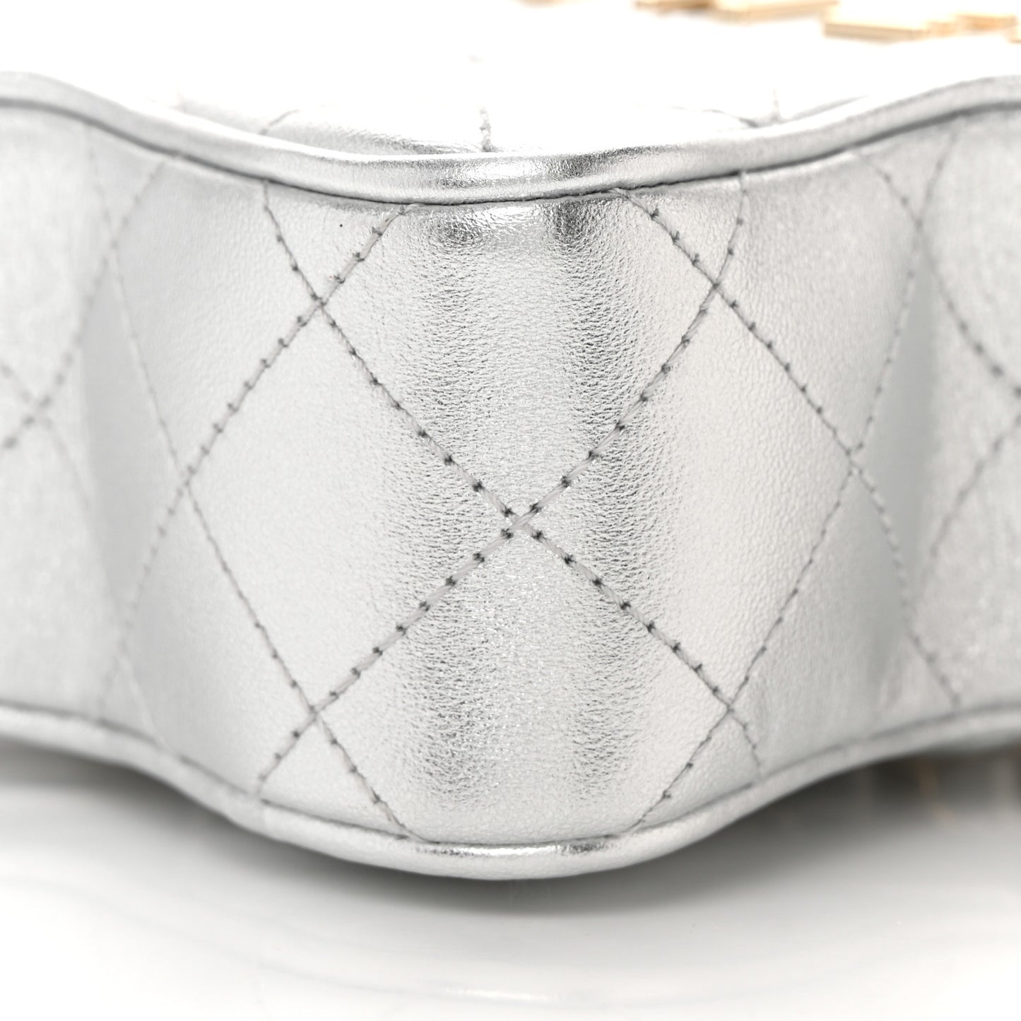 Metallic Lambskin Walk Of Fame Bag Silver