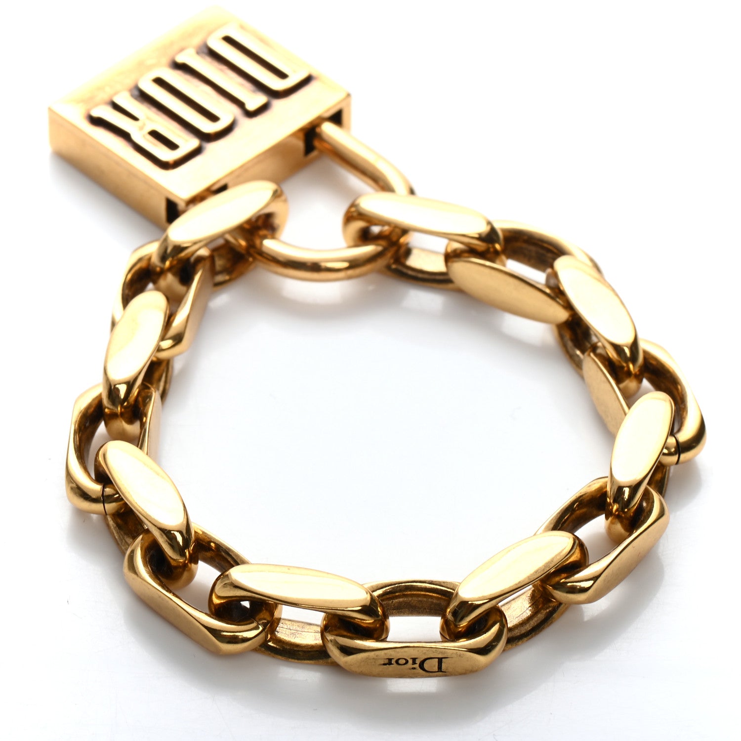 Christian Dior Metal Lucky Locket Chain Bracelet Gold 3 of 4