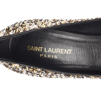 Saint Laurent Sequin Paris 80 Pumps 39 Gold Silver 7 of 16