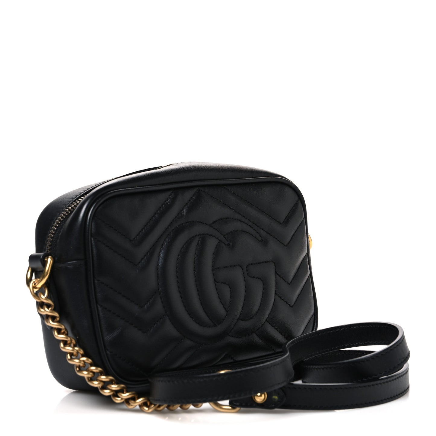 Calfskin Matelasse Mini GG Marmont Chain Shoulder Bag Black