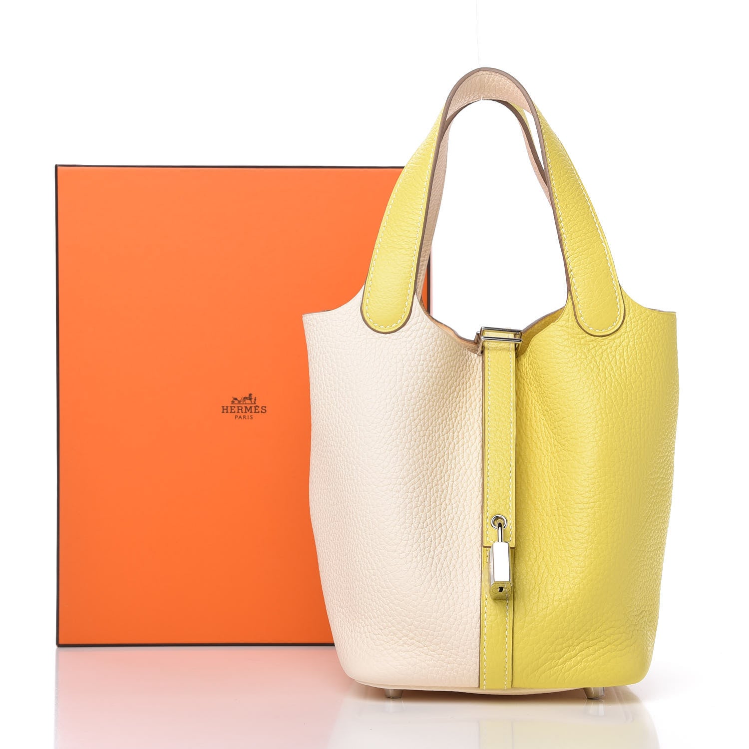 Hermes Taurillon Clemence Casaque Picotin Lock 18 PM Lime Nata 10 of 10
