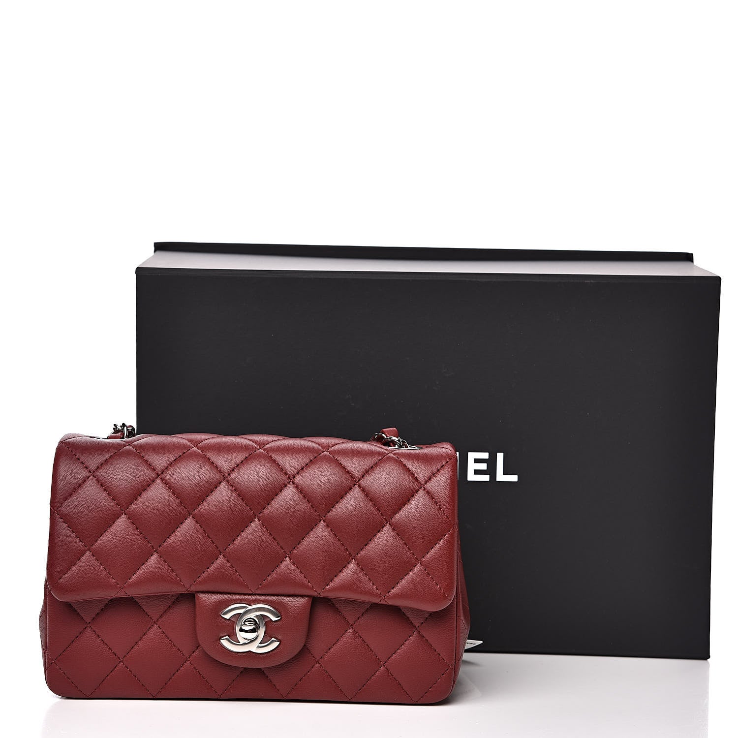 Chanel Lambskin Quilted Mini Rectangular Flap Burgundy 11 of 11