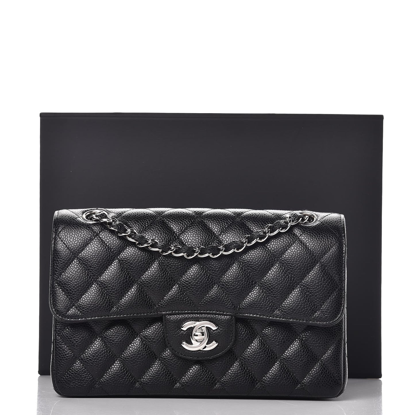 Caviar Quilted Small Double Flap Black