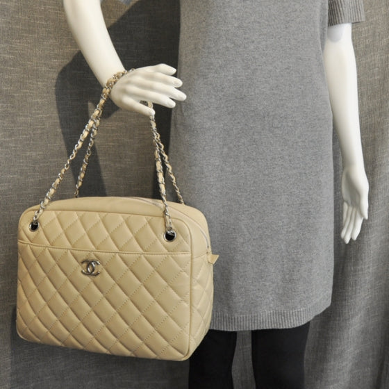 Chanel Lambskin Quilted Large Camera Case Beige Clair 3 of 12