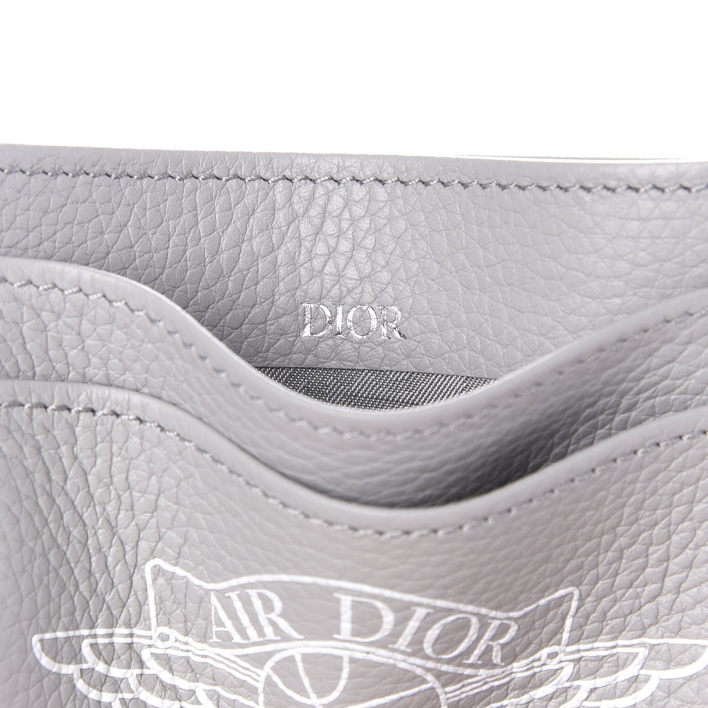 X AIR JORDAN Grained Calfskin Card Holder Grey