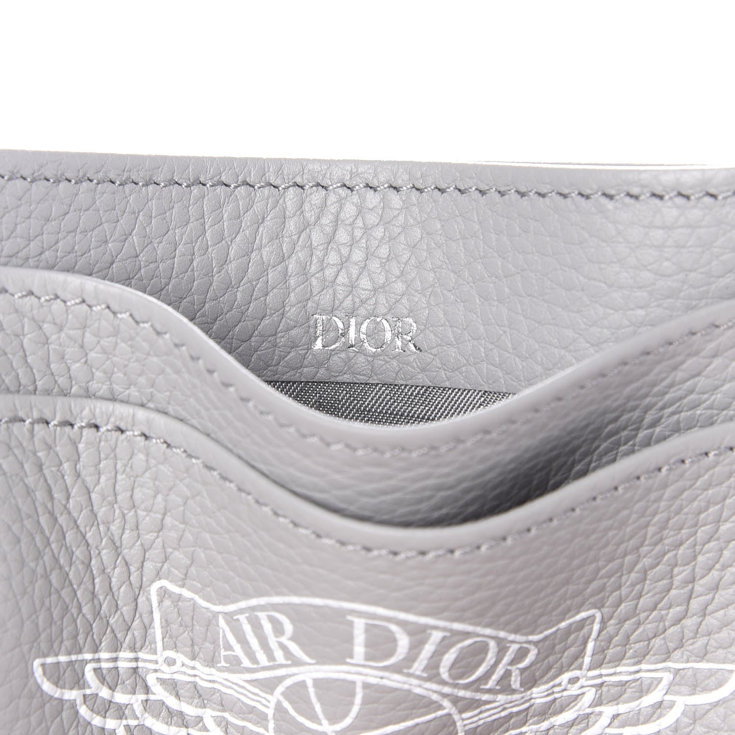 Christian Dior X AIR JORDAN Grained Calfskin Card Holder Grey 7 of 8