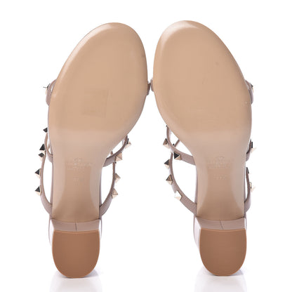 Valentino Garavani Calfskin Rockstud 60mm Caged Slide Sandals 37.5 Poudre 5 of 9