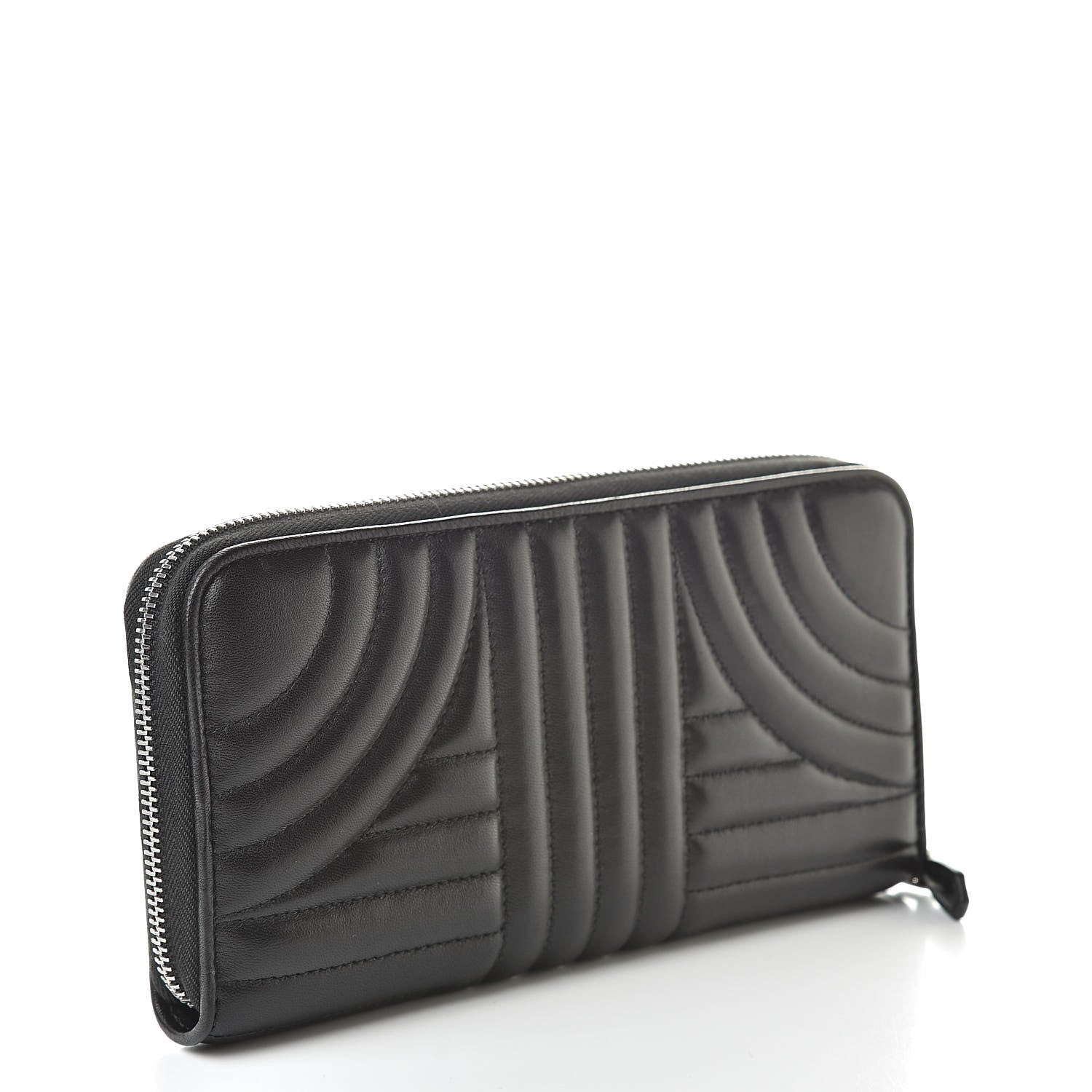Prada Soft Calfskin Diagramme Zip Around Wallet Black 3 of 8
