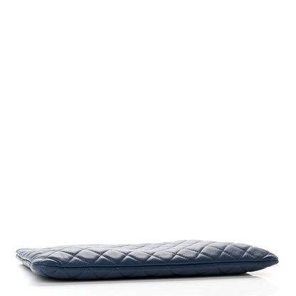 Chanel Lambskin Quilted Large Cosmetic Case Navy 4 of 10
