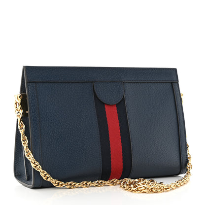Gucci Textured Calfskin Web Small Ophidia Chain Shoulder Bag Blue Agata 3 of 10