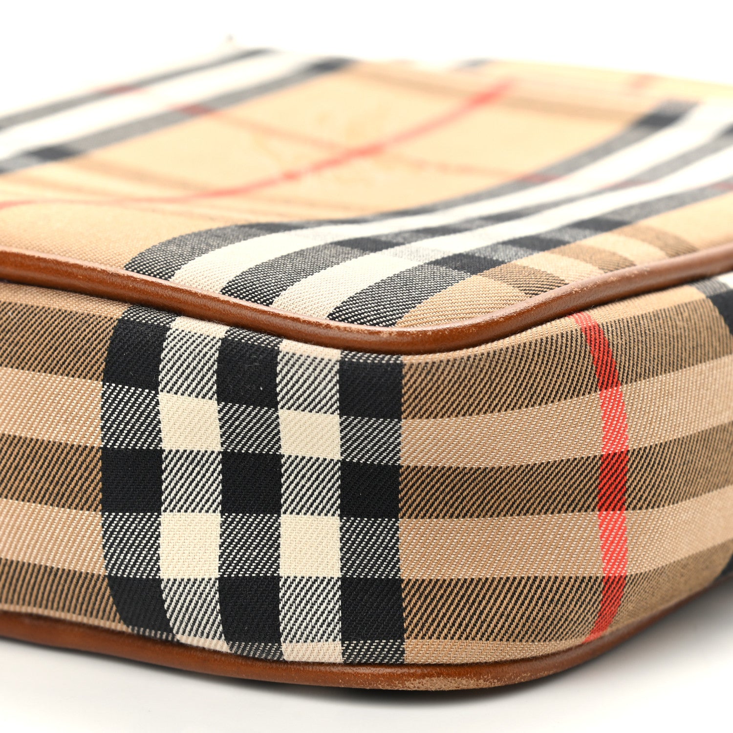 Burberry Calfskin Haymarket Check Crossbody Bag Brown 9 of 12