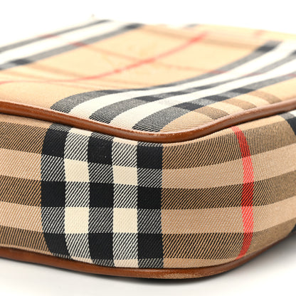 Burberry Calfskin Haymarket Check Crossbody Bag Brown 9 of 12