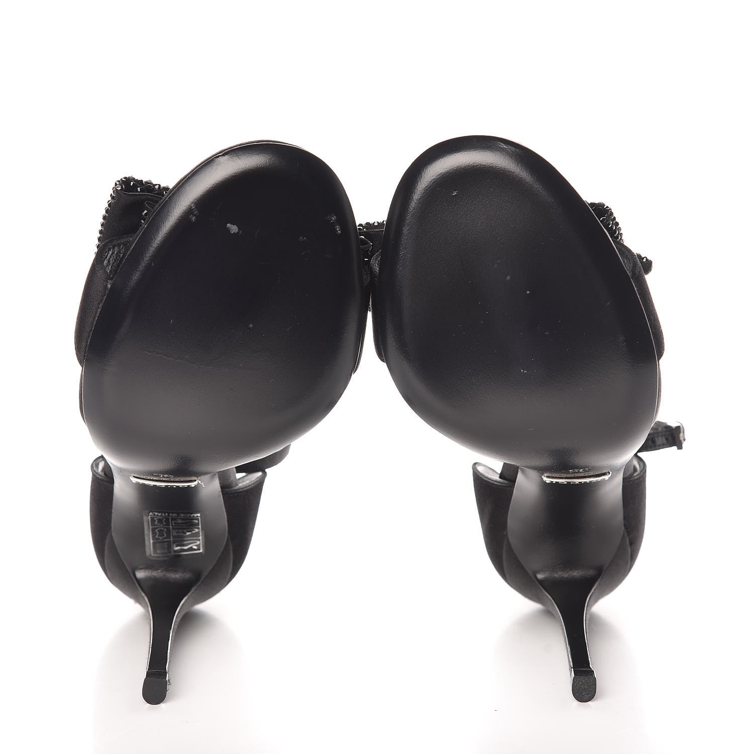 Gucci Satin Crystal Bow Sandals 35 Black 5 of 8