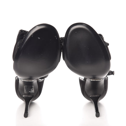 Gucci Satin Crystal Bow Sandals 35 Black 5 of 8