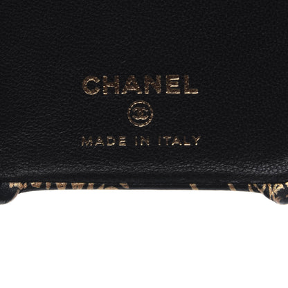 Chanel Lambskin Quilted iPhone XR Coco Tech Egyptian Graffiti Case Black Gold 5 of 15