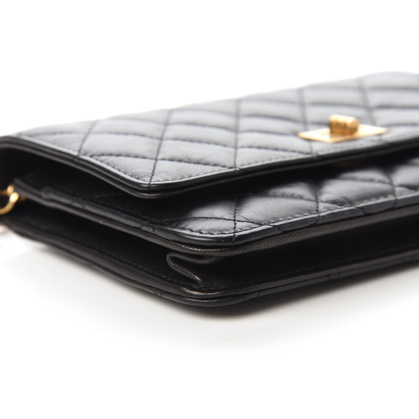 Aged Calfskin Quilted Reissue Wallet On Chain WOC Black