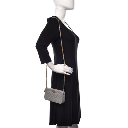 Chanel Caviar Quilted Small Boy Clutch With Chain Grey 2 of 14