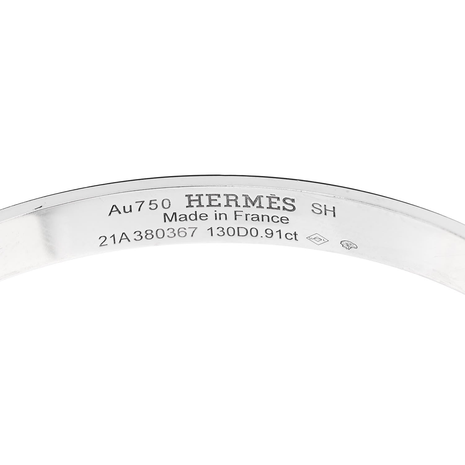 Hermes 18K White Gold Pave Diamond PM Collier De Chien Bracelet SH 3 of 4