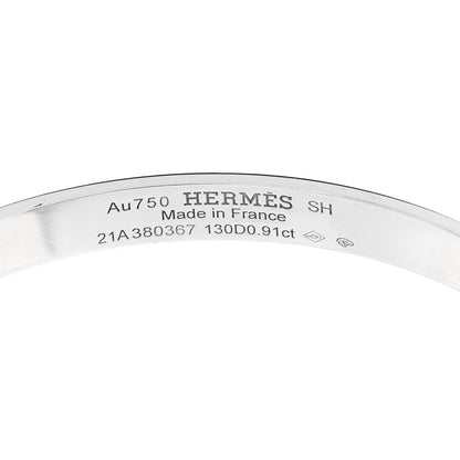 Hermes 18K White Gold Pave Diamond PM Collier De Chien Bracelet SH 3 of 4