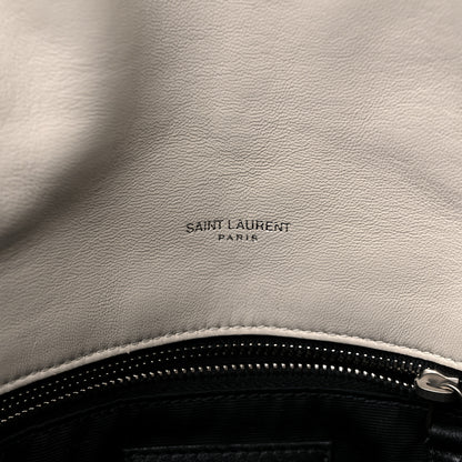 Saint Laurent Lambskin Quilted Medium Loulou Puffer Monogram Chain Satchel Crema Soft 6 of 13