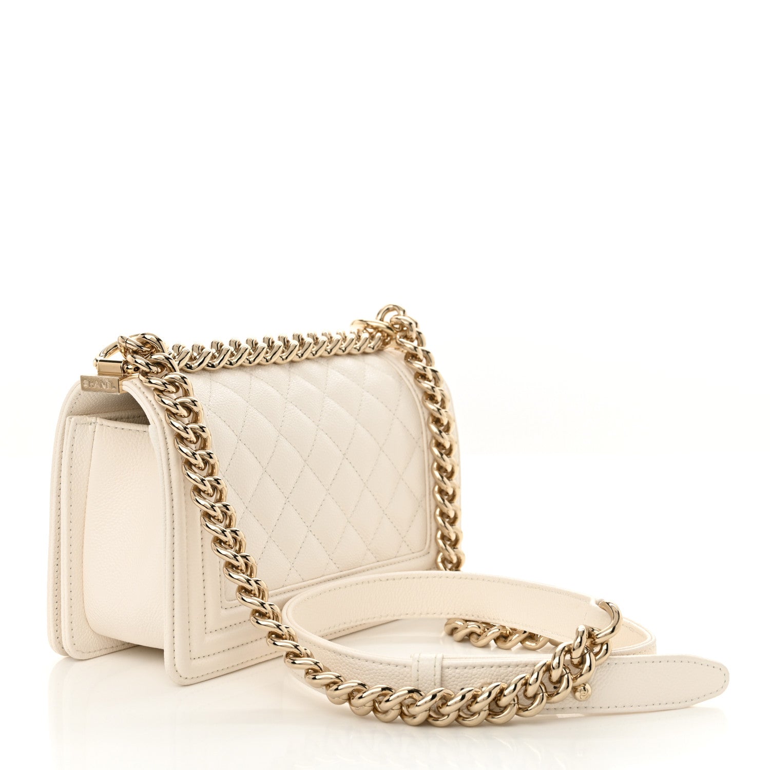Chanel Caviar Quilted Small Boy Flap White 3 of 10