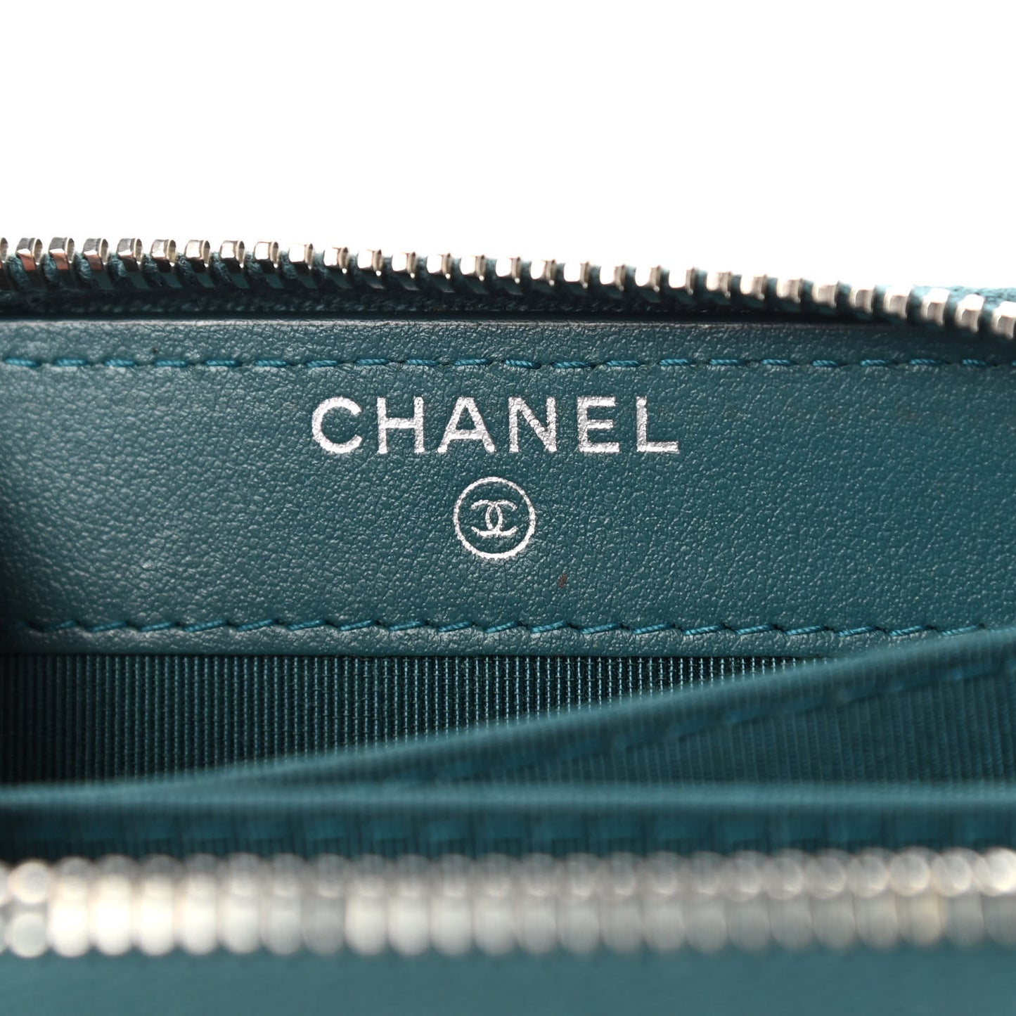Caviar Quilted Zip Coin Purse Wallet Dark Turquoise