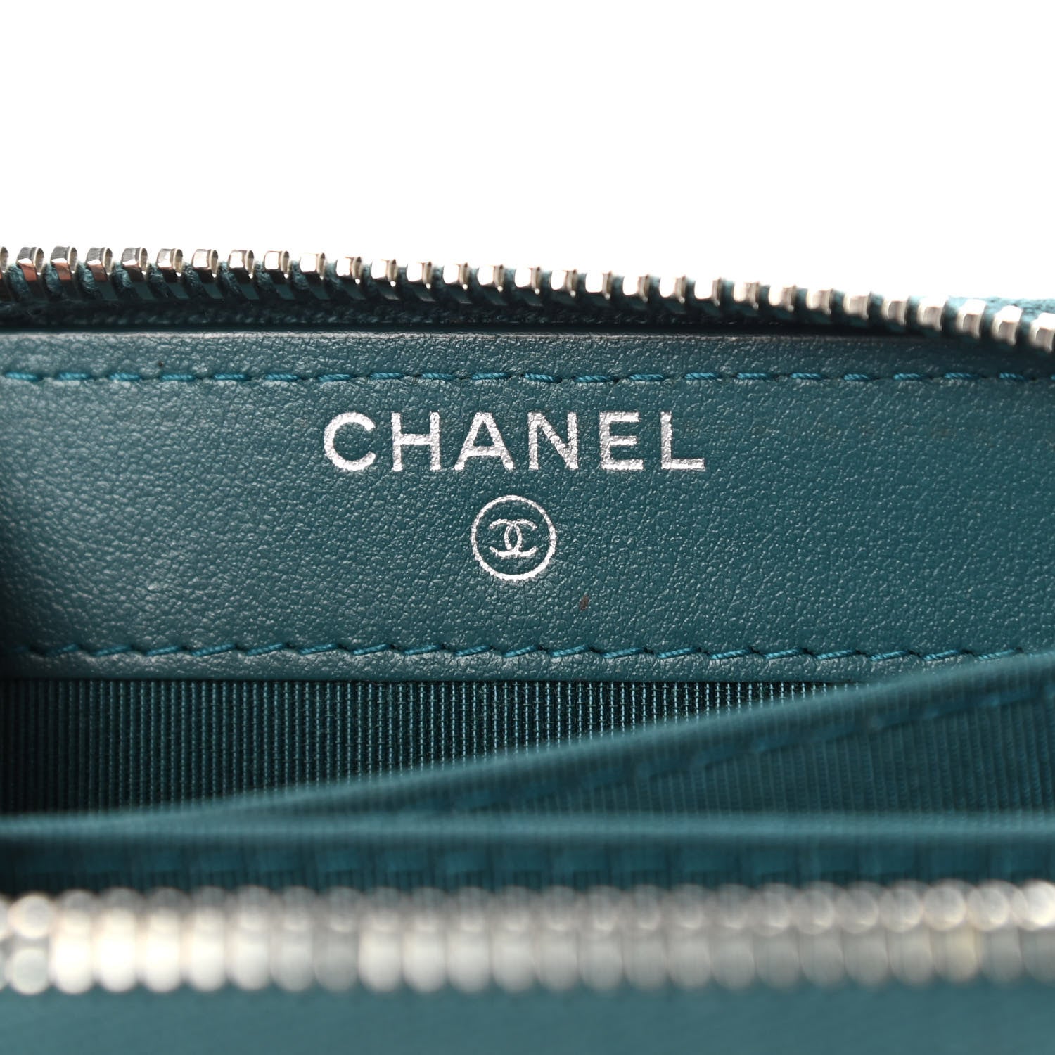 Chanel Caviar Quilted Zip Coin Purse Wallet Dark Turquoise 6 of 8