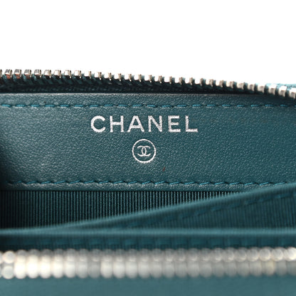 Chanel Caviar Quilted Zip Coin Purse Wallet Dark Turquoise 6 of 8