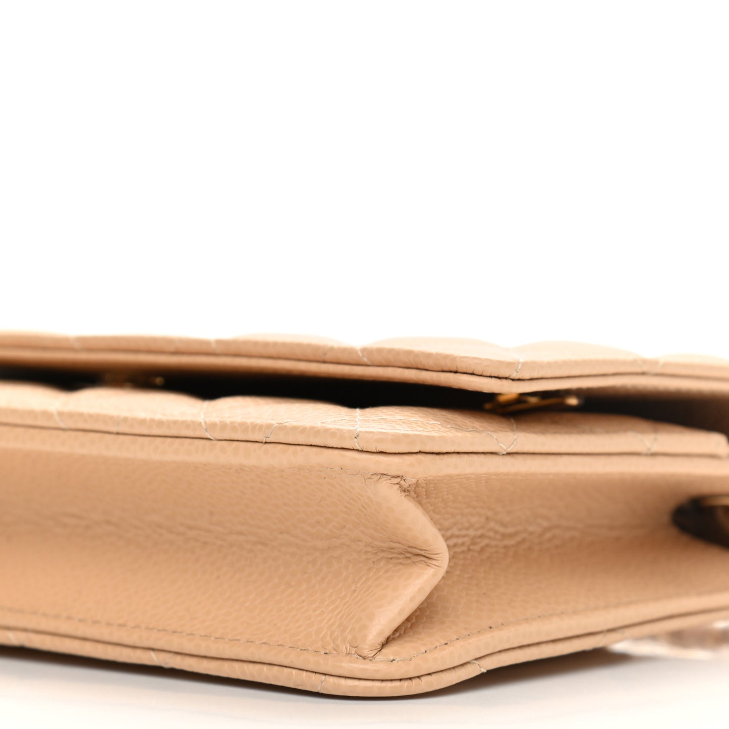 Caviar Quilted Wallet On Chain WOC Beige