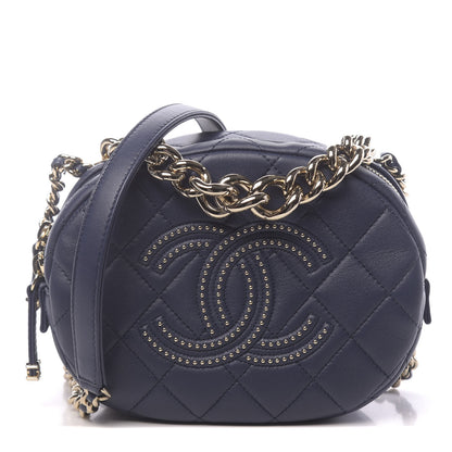 Chanel Lambskin Quilted Studded Camera Case Navy 1 of 11