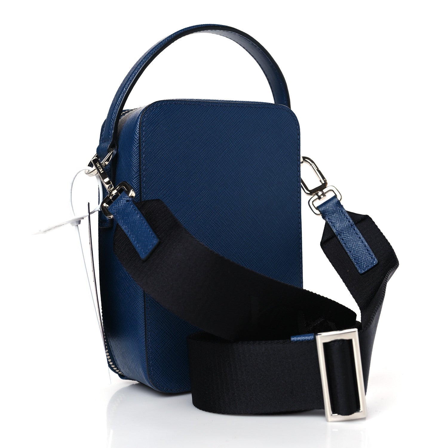 Prada Saffiano Travel Brique Crossbody Messenger Bag Bluette 3 of 8