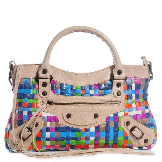 Balenciaga Agneau Lattice Woven First Multicolor Praline 1 of 11