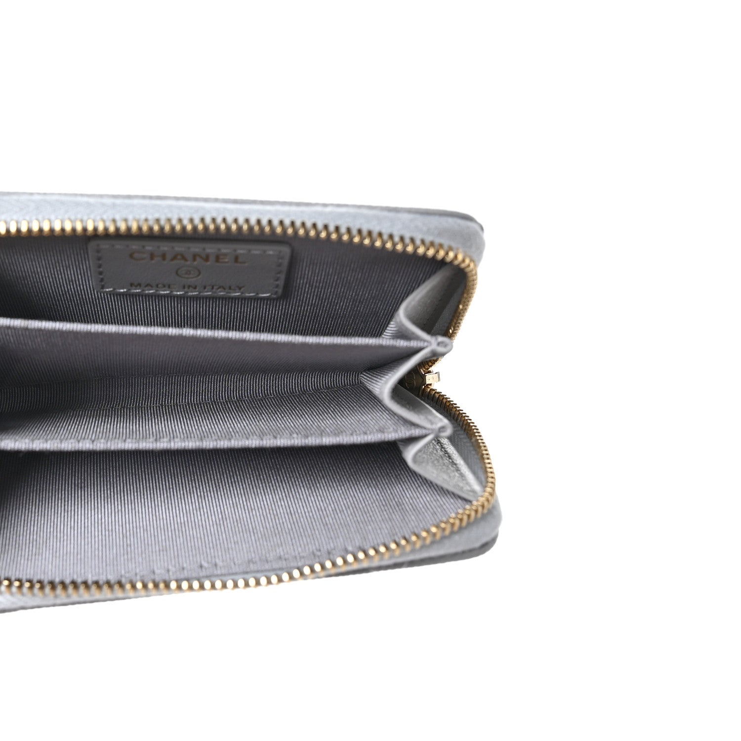 Chanel Caviar Quilted Zip Coin Purse Grey 5 of 7