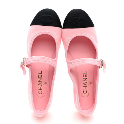 Chanel Fabric Grosgrain Mary Jane Flats 38 Light Pink Black 5 of 8