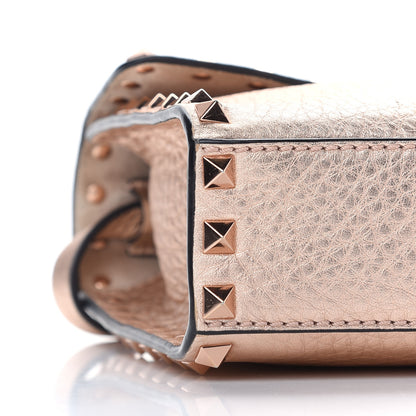 Valentino Garavani Metallic Pebbled Calfskin Medium Rockstud Flip Lock Crossbody Bag Rame 5 of 8