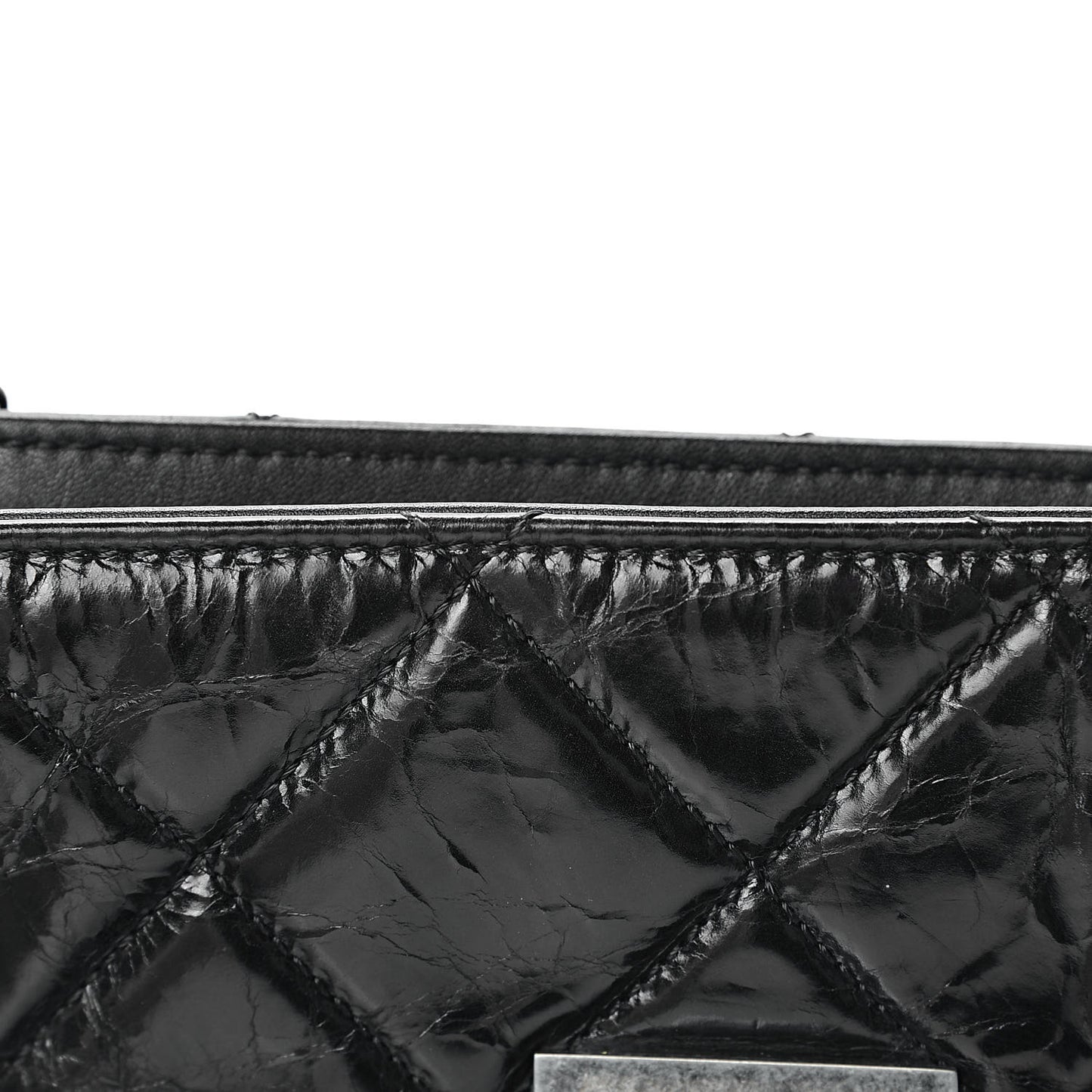 Glazed Crinkled Calfskin Medium East West Flap Black