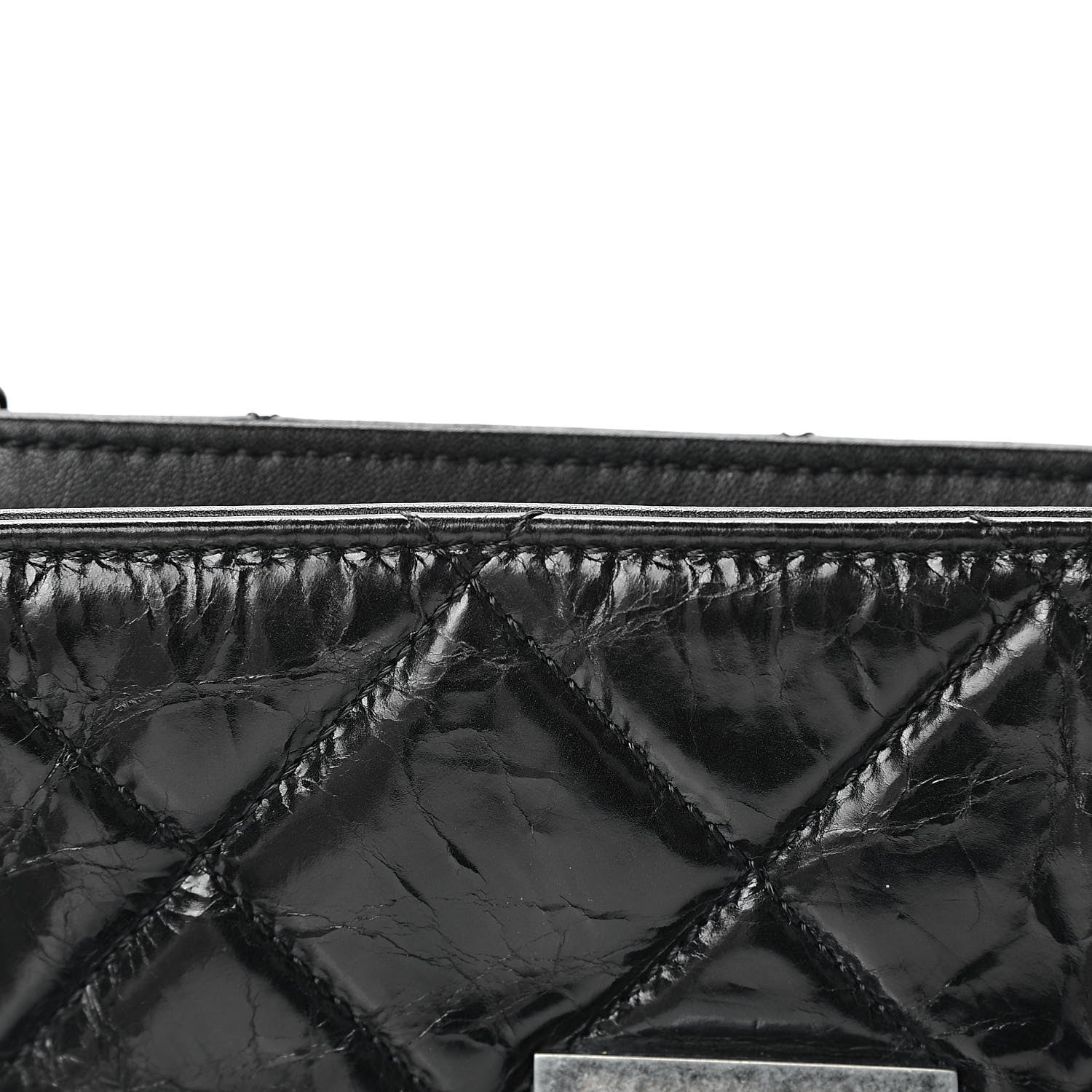 Chanel Glazed Crinkled Calfskin Medium East West Flap Black 13 of 15