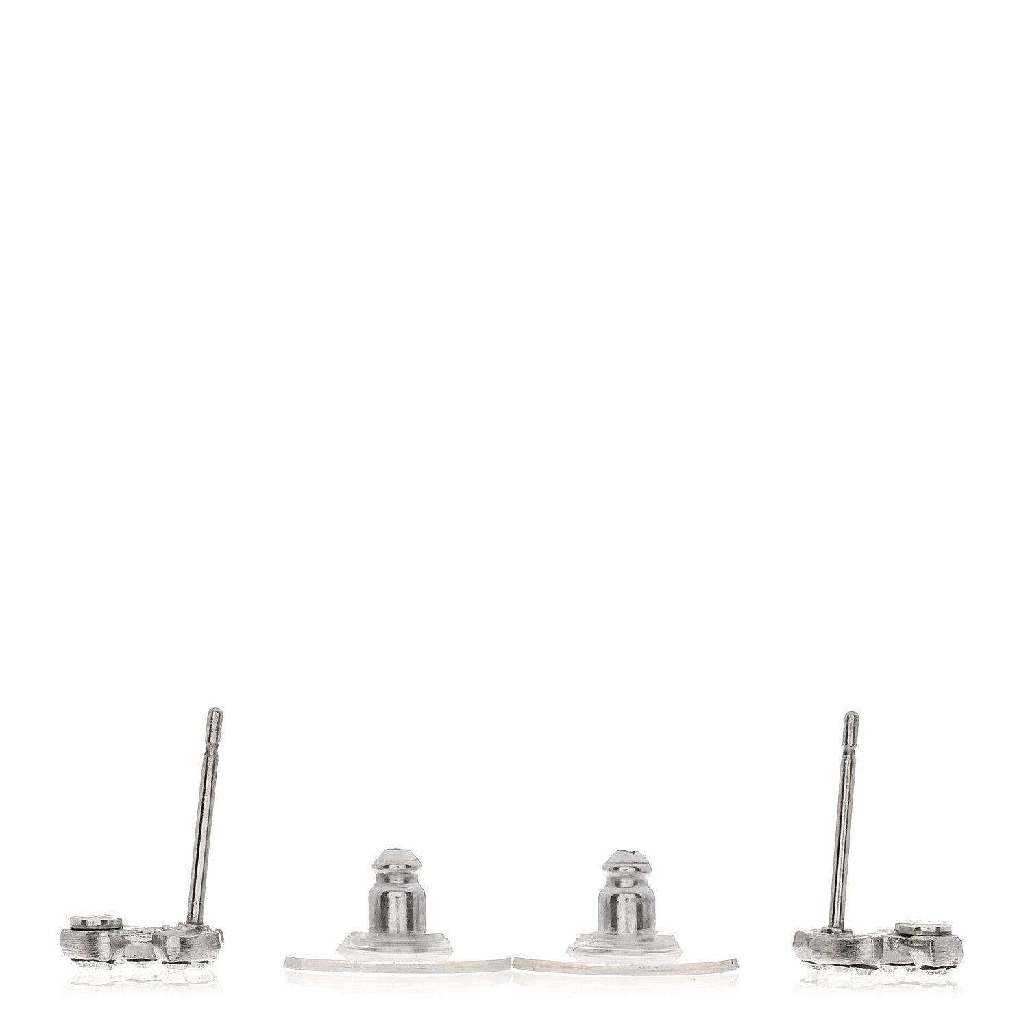 Chanel Crystal Mini Timeless CC Earrings Silver 3 of 4
