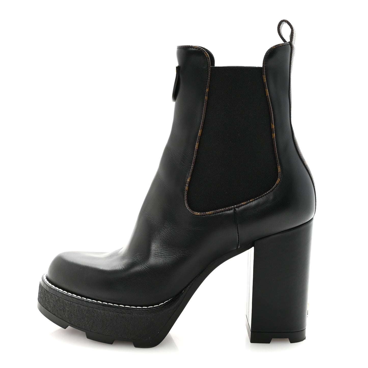 Calfskin Monogram LV Beaubourg Platform Ankle Boots 40 Black