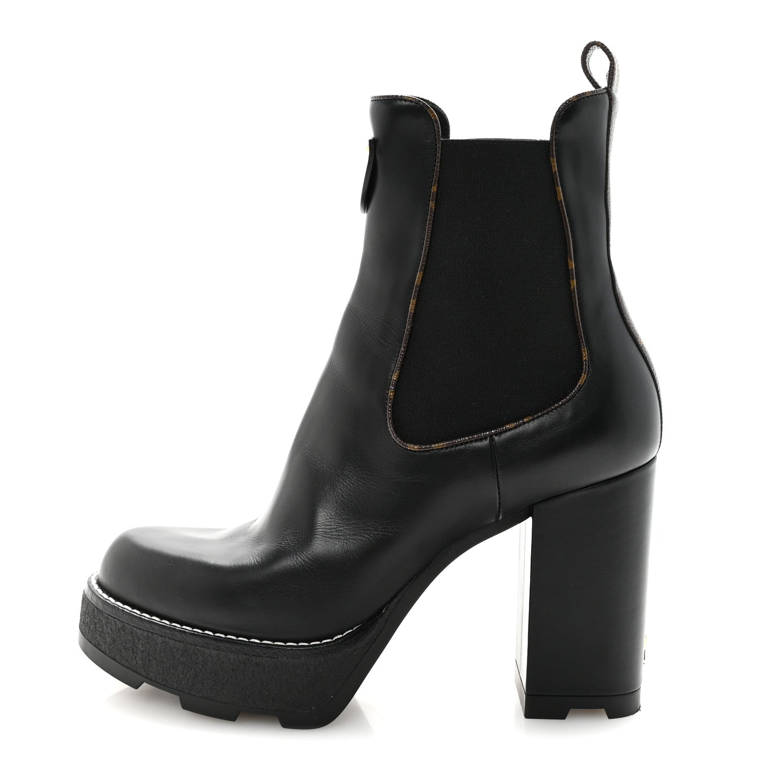 Louis Vuitton Calfskin Monogram LV Beaubourg Platform Ankle Boots 40 Black 1 of 18
