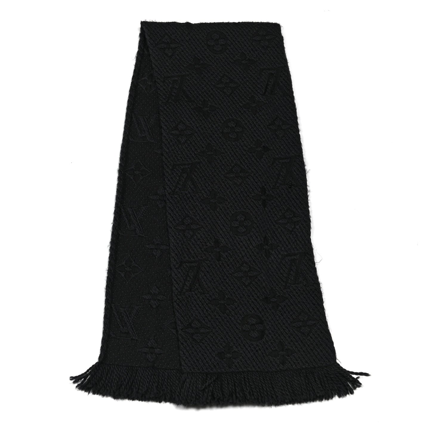 Wool Silk Logomania Scarf Charcoal Grey