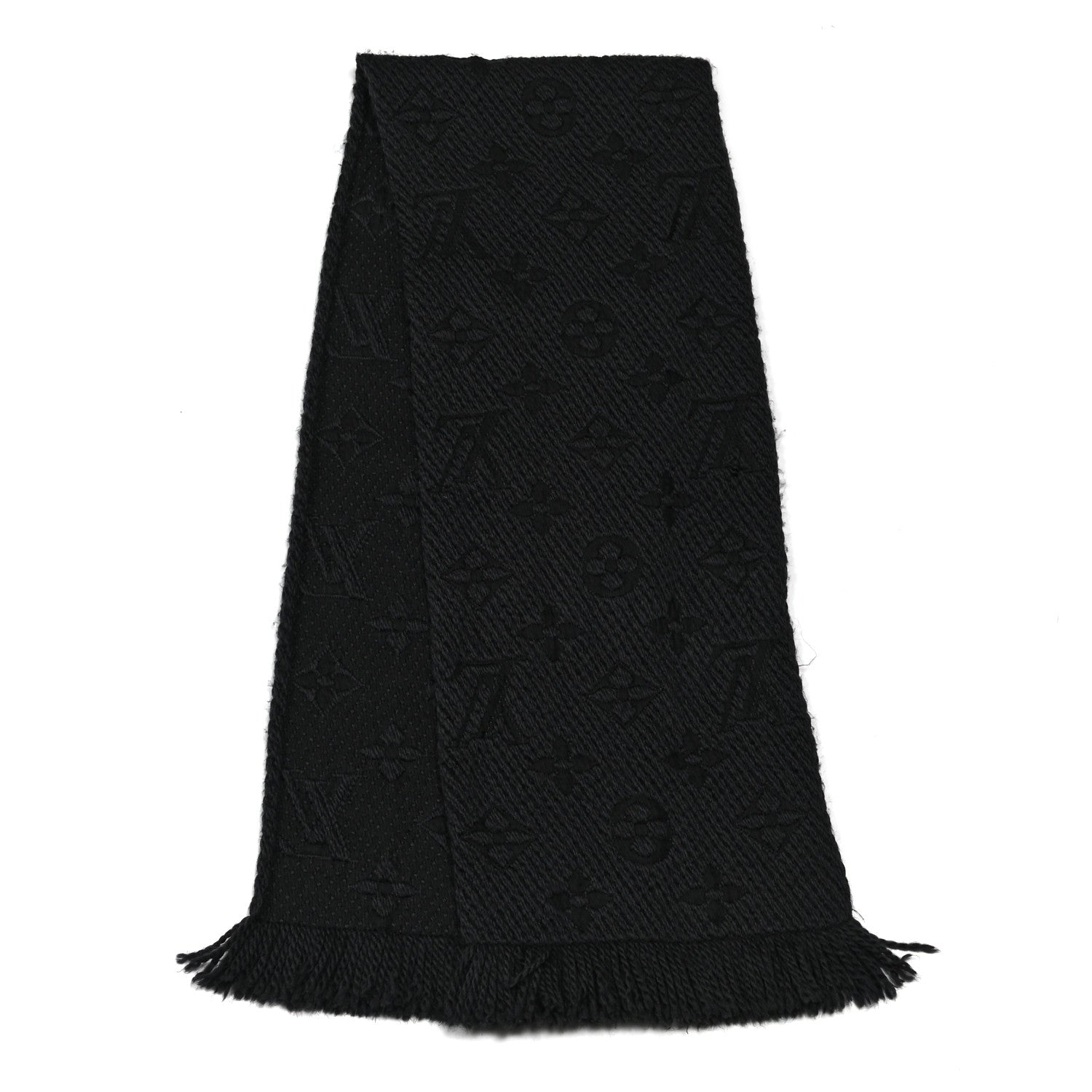 Louis Vuitton Wool Silk Logomania Scarf Charcoal Grey 2 of 3
