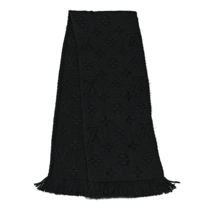 Louis Vuitton Wool Silk Logomania Scarf Charcoal Grey 2 of 3