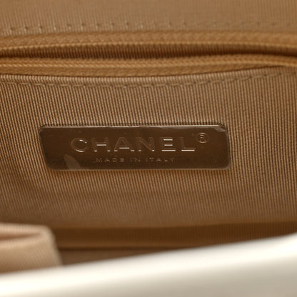 Chanel Calfskin Wool Felt Embossed Small Gabrielle Logo Hobo White 6 of 10