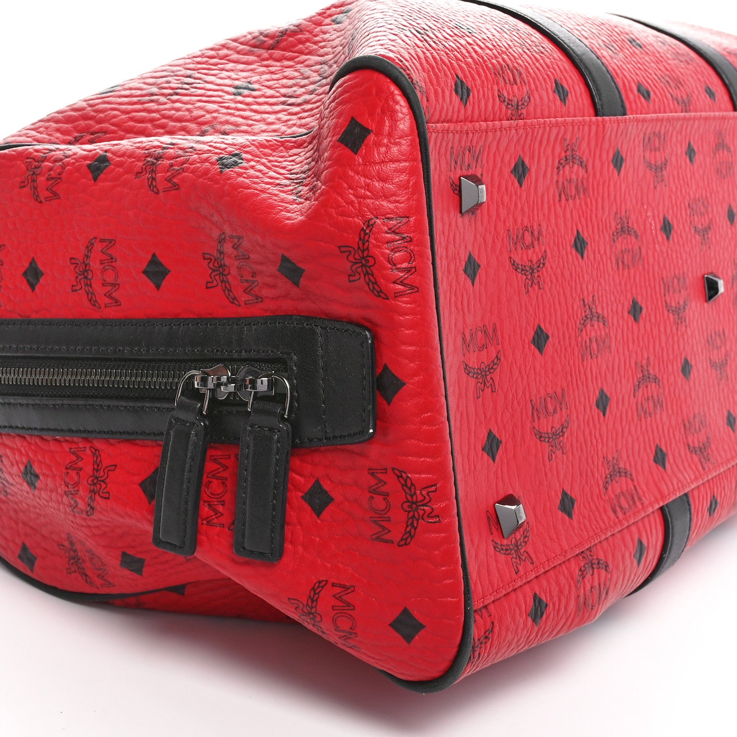 MCM Visetos Medium Traveler Weekender Bag Ruby Red 9 of 10